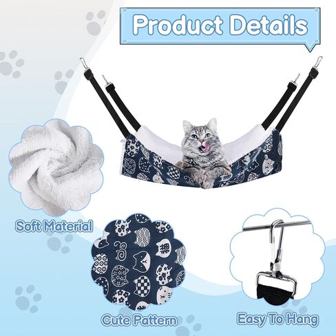 Auidy_6TXD 2 حزمة القط أرجوحة لقفص عكسها القط معلقة أرجوحة لينة قفص الحيوانات الأليفة معلقة سرير للقطط هريرة النمس جرو الحيوانات الأليفة الصغيرة in Kuwait