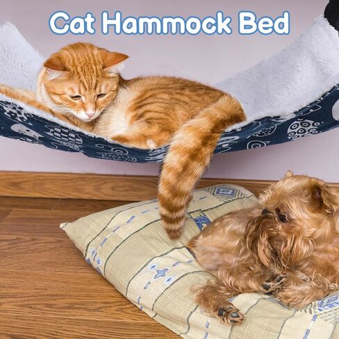 Auidy_6TXD 2 حزمة القط أرجوحة لقفص عكسها القط معلقة أرجوحة لينة قفص الحيوانات الأليفة معلقة سرير للقطط هريرة النمس جرو الحيوانات الأليفة الصغيرة in Kuwait