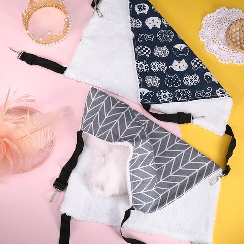 Auidy_6TXD 2 حزمة القط أرجوحة لقفص عكسها القط معلقة أرجوحة لينة قفص الحيوانات الأليفة معلقة سرير للقطط هريرة النمس جرو الحيوانات الأليفة الصغيرة in Kuwait