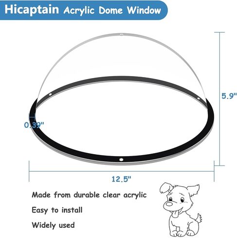 نافذة سياج للكلاب من HiCaptain، نافذة على شكل قبة أكريليك مقاس 12.5 بوصة، نافذة شفافة للحيوانات الأليفة، رائعة للأطفال والحيوانات الأليفة، بيت للكلاب، بيت الشجرة، تخفف التوتر، تقلل النباح، سهلة التركيب (عبوة واحدة) in Kuwait