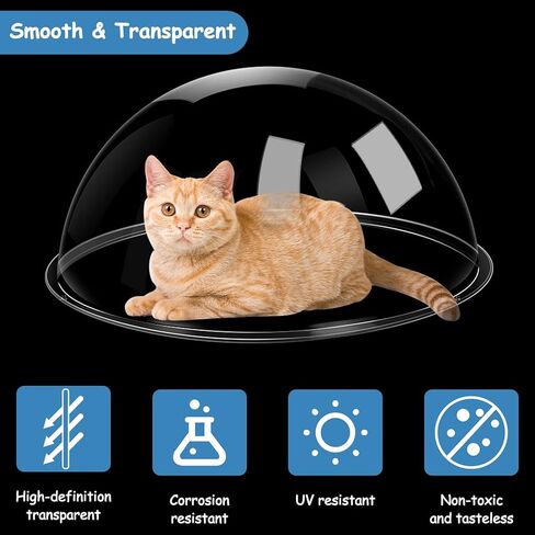 نافذة سياج للكلاب من HiCaptain، نافذة على شكل قبة أكريليك مقاس 12.5 بوصة، نافذة شفافة للحيوانات الأليفة، رائعة للأطفال والحيوانات الأليفة، بيت للكلاب، بيت الشجرة، تخفف التوتر، تقلل النباح، سهلة التركيب (عبوة واحدة) in Kuwait