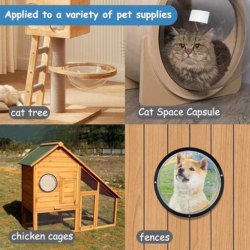 نافذة سياج للكلاب من HiCaptain، نافذة على شكل قبة أكريليك مقاس 12.5 بوصة، نافذة شفافة للحيوانات الأليفة، رائعة للأطفال والحيوانات الأليفة، بيت للكلاب، بيت الشجرة، تخفف التوتر، تقلل النباح، سهلة التركيب (عبوة واحدة) in Kuwait