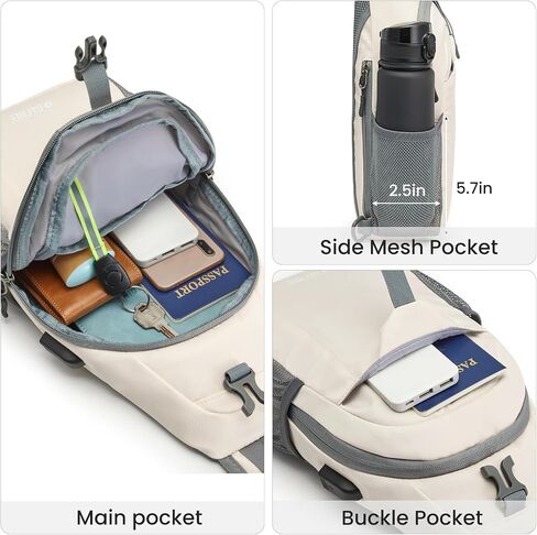 G4Free Sling Bag RFID Crossbody Sling Backpack with USB Charging Port, Travel Hiking Daypack Shoulder Chest Bag for Women Men(Black) in Saudi Arabia