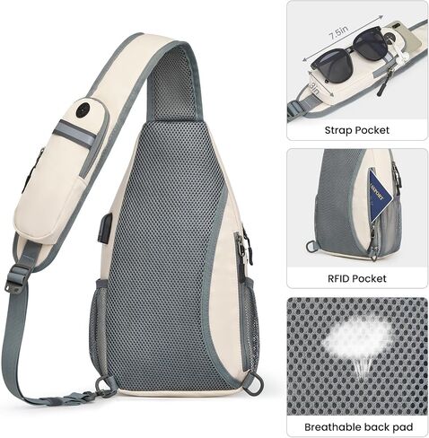 G4Free Sling Bag RFID Crossbody Sling Backpack with USB Charging Port, Travel Hiking Daypack Shoulder Chest Bag for Women Men(Black) in Saudi Arabia