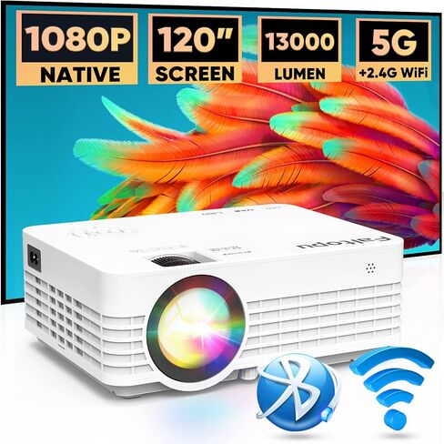 فالتوبو جهاز عرض نيتف 1080P 5G واي فاي بلوتوث، 13000 لومن [شاشة 120 بوصة متضمنة] جهاز عرض افلام صغير خارجي مع واي فاي وبلوتوث، متوافق مع iOS/Android، تي في ستيك، HDMI in Kuwait
