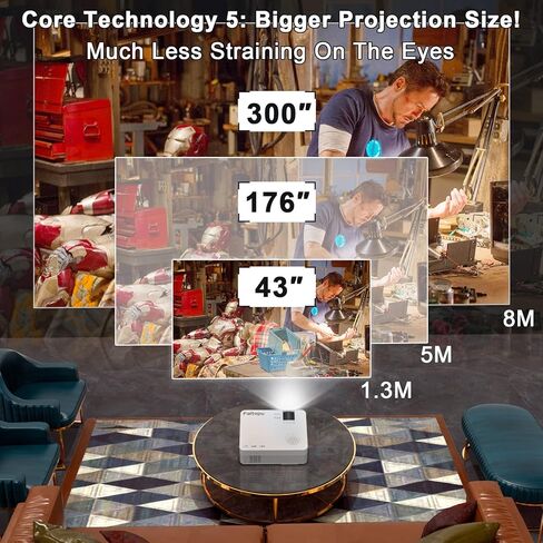 فالتوبو جهاز عرض نيتف 1080P 5G واي فاي بلوتوث، 13000 لومن [شاشة 120 بوصة متضمنة] جهاز عرض افلام صغير خارجي مع واي فاي وبلوتوث، متوافق مع iOS/Android، تي في ستيك، HDMI in Kuwait