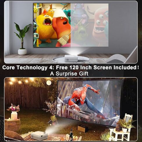 فالتوبو جهاز عرض نيتف 1080P 5G واي فاي بلوتوث، 13000 لومن [شاشة 120 بوصة متضمنة] جهاز عرض افلام صغير خارجي مع واي فاي وبلوتوث، متوافق مع iOS/Android، تي في ستيك، HDMI in Kuwait