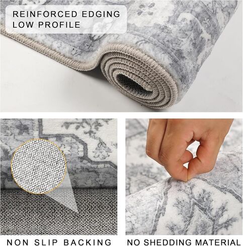 Falflor 2'X8' Vintage Hallway Runner Rug Non Slip Distressed Hallway Runner Rug Boho Washable Floor Entryway Carpet for Hallways Laundry Room Kitchen Bathroom in Kuwait