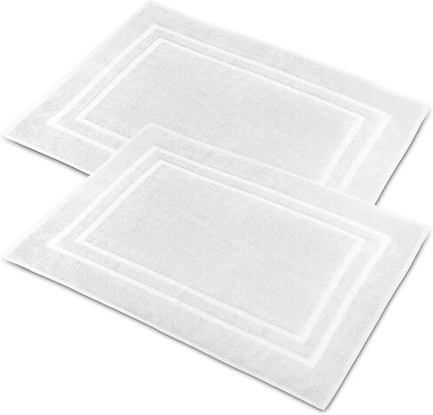 Bath Mat Floor Towel for Bathroom – 22" x 32" Banded Rug - 100% Ring Spun Cotton – Highly Absorbent Machine Washable – 2 Pack Non Rubber Backing Mats – Shower Spa Hotel (Beige) in Saudi Arabia