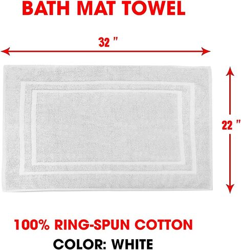Bath Mat Floor Towel for Bathroom – 22" x 32" Banded Rug - 100% Ring Spun Cotton – Highly Absorbent Machine Washable – 2 Pack Non Rubber Backing Mats – Shower Spa Hotel (Beige) in Saudi Arabia