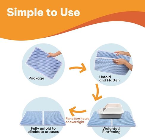 سجادة فضلات القطط المقاومة للماء، تصميم على شكل قرص العسل بطبقة مزدوجة لمحاصرة فضلات القطط، حصيرة قابلة للطي مصنوعة من أسيتات إيثيلين-فاينيل (EVA) سهلة التنظيف (17.7 × 23.6 بوصة، رمادي) in Kuwait