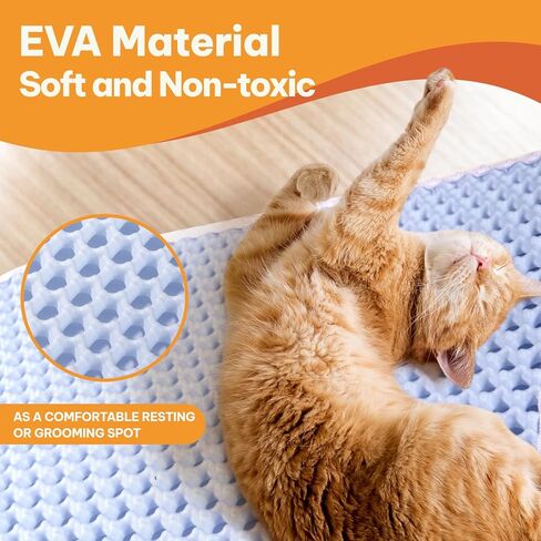 سجادة فضلات القطط المقاومة للماء، تصميم على شكل قرص العسل بطبقة مزدوجة لمحاصرة فضلات القطط، حصيرة قابلة للطي مصنوعة من أسيتات إيثيلين-فاينيل (EVA) سهلة التنظيف (17.7 × 23.6 بوصة، رمادي) in Kuwait