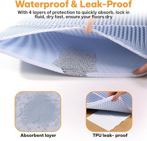 سجادة فضلات القطط المقاومة للماء، تصميم على شكل قرص العسل بطبقة مزدوجة لمحاصرة فضلات القطط، حصيرة قابلة للطي مصنوعة من أسيتات إيثيلين-فاينيل (EVA) سهلة التنظيف (17.7 × 23.6 بوصة، رمادي) in Kuwait