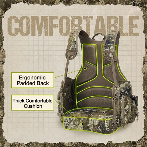 TIDEWE Turkey Vest with Seat Cushion, Turkey Hunting Vest with Game Pouch，Hunting Clothes for Men Women Adjustable in Kuwait