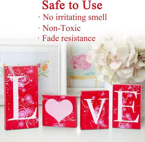 جيم اكس سيل 4 قطع من مكعبات الحب هدية زينة عيد الحب - لافتة خشبية على شكل قلب لافتة رومانسية L O V E كلمات ديكور عيد الحب للمنزل in Kuwait