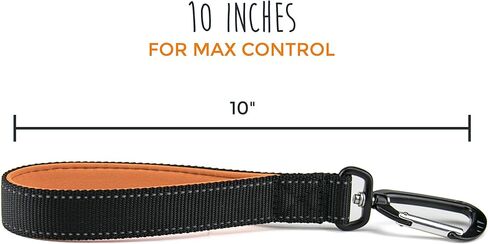 علامة تبويب تدريب مايتي باو - مقود قصير للكلاب - مقبض مبطن - سلسلة مرور قوية للحيوانات الأليفة - مشبك حلقة تسلق متضمن - علامة تبويب قصيرة مبطنة للحيوانات الأليفة - مقبض حركة مبطن للمقود - تدريب الكلاب الأليفة - 10 بوصة (أسود) in Kuwait