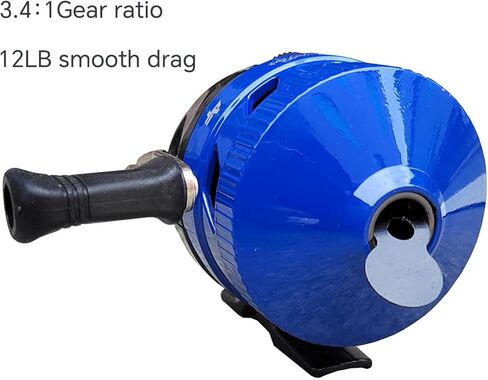 بكرة صيد سبينكاست 12 باوند سحب سلس 3.4:1 نسبة تروس خالية من المتاعب بزر ضغط لاسترجاع اليد اليمنى، تروس معدنية بالكامل متينة مجمعة مسبقا مع خيط احادي 0.28 ملم 120 متر in Kuwait