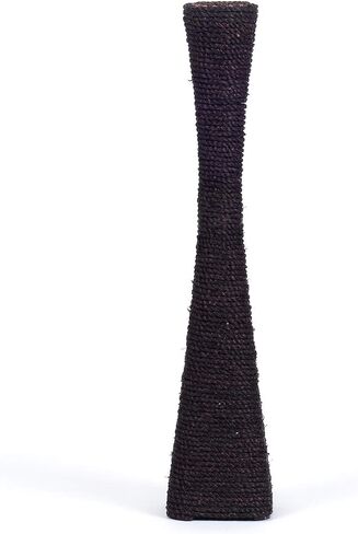 Leewadee Large Floor Vase – Handmade Flower Holder Made of Bamboo and Bast, Sophisticated Funnel Vessel for Decorative Branches, 36 inches, Ecru in Saudi Arabia