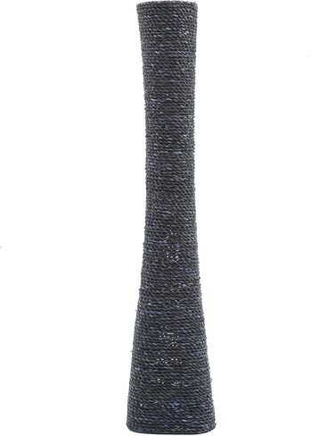 Leewadee Large Floor Vase – Handmade Flower Holder Made of Bamboo and Bast, Sophisticated Funnel Vessel for Decorative Branches, 36 inches, Ecru in Saudi Arabia