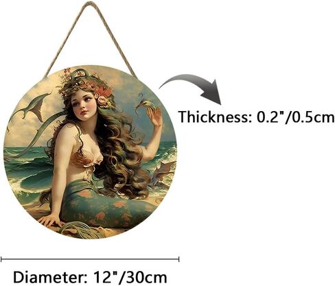 Graceful Movement Mermaid Watercolor Art Prints,Wooden Hanging Sign,Woodland Nursery Decor, Legend of The Sea Wooden Plank Sign Great Gift for Girls Bedroom Bathroom Home Wall Decor in Saudi Arabia