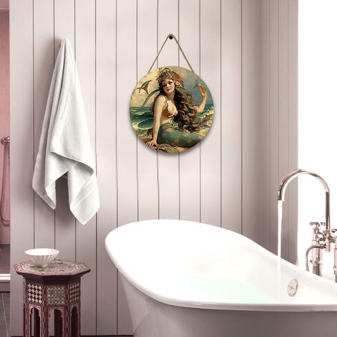 Graceful Movement Mermaid Watercolor Art Prints,Wooden Hanging Sign,Woodland Nursery Decor, Legend of The Sea Wooden Plank Sign Great Gift for Girls Bedroom Bathroom Home Wall Decor in Saudi Arabia