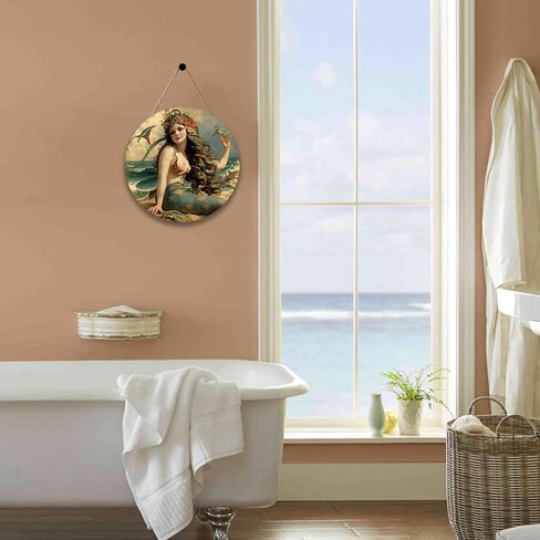Graceful Movement Mermaid Watercolor Art Prints,Wooden Hanging Sign,Woodland Nursery Decor, Legend of The Sea Wooden Plank Sign Great Gift for Girls Bedroom Bathroom Home Wall Decor in Saudi Arabia