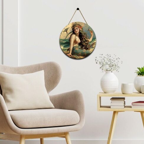 Graceful Movement Mermaid Watercolor Art Prints,Wooden Hanging Sign,Woodland Nursery Decor, Legend of The Sea Wooden Plank Sign Great Gift for Girls Bedroom Bathroom Home Wall Decor in Saudi Arabia