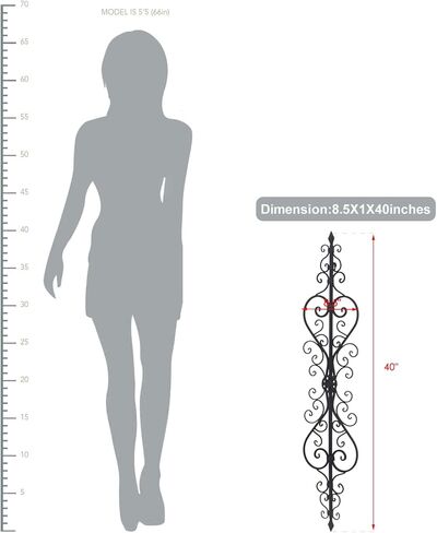 ديكور حائط معدني من Adeco ، ديكور فني معلق على الطراز الفيكتوري للزينة 21.5 سم × 101.6 سم، أسود in Kuwait