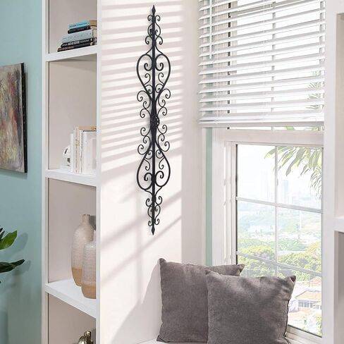 ديكور حائط معدني من Adeco ، ديكور فني معلق على الطراز الفيكتوري للزينة 21.5 سم × 101.6 سم، أسود in Kuwait