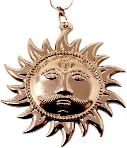 لوحة فنية لتزيين الحائط من يوجيك مانترا (حجم كبير 6 بوصات) وجه الشمس النحاسي اللون المعدني سوريا يانترا للتعليق على الحائط وجه الشمس لديكور الباب من أجل فاستو دوش نيفاران يانترا، شاني دوش يانترا تاليسمان in Kuwait