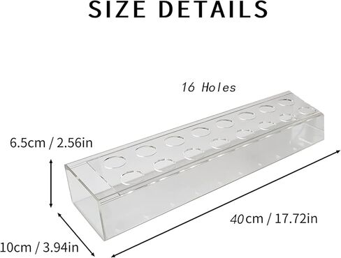 مزهرية زهرة أكريليك مستطيلة شفافة - 16 فتحة، صندوق زهور مستطيل لقطع الزفاف المركزية للطاولات، مزهرية زخرفية لطاولة الطعام الحديثة (3.94 بوصة × 2.56 بوصة × 15.75 بوصة) in Kuwait