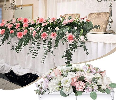 مزهرية زهرة أكريليك مستطيلة شفافة - 16 فتحة، صندوق زهور مستطيل لقطع الزفاف المركزية للطاولات، مزهرية زخرفية لطاولة الطعام الحديثة (3.94 بوصة × 2.56 بوصة × 15.75 بوصة) in Kuwait