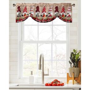 Litter Star Window Valance Rod Pocket Panel for Kitchen Bedroom Window Merry Christmas Gnome with Xmas Hat Valances Short Curtain Bathroom Treatment Drapes Rustic Wood Plank in Kuwait