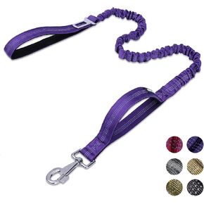 BUMBIN 6Ft Dog Leash Large Dogs, Bungee Dog Leash with 2 Handles, Heavy Duty Dog Leashes for Medium Small Dogs, No Pull Shock Absorbing Dog Leash with Car Seat Belt for Training, Brown in Kuwait
