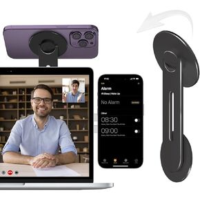 imluckies [Upgraded Magnetic Laptop Phone Holder, 180° Adjustable Continuity Camera Mount Compatible with Magsafe for iPhone 16 15 14 13 12 Series, Monitor Clip for iOS 16 & macOS Ventura, Black