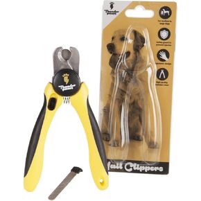 LED Dog Nail Clippers with Light, Trimmers with Protective Guard, Safety Lock and Nail File - Suitable for Large and Small Dogs & Cats (Yellow, LED)
