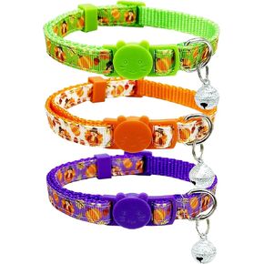 عيد الشكر الخريف عطلة القط طوق مع الجرس، 3 حزمة كيتي كيتن تركيا وطوق اليقطين للبنين الفتيات الذكور الإناث in Kuwait