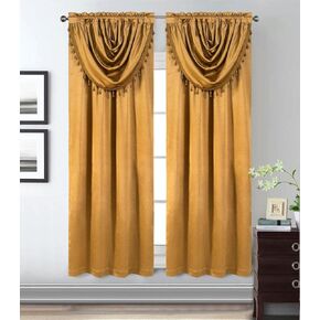 GLORY RUGS Window Panel with Attached Valance Curtain Bedroom Living Room Dining 42"X84" Black in Kuwait