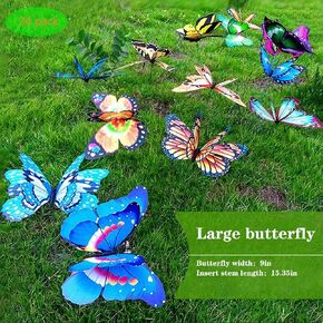Giant Butterfly Garden Stakes Decorations Outdoor 3D Butterflies Lawn Decorative Yard Decor Patio Accessories Ornaments PVC Gardening Art Christmas Whimsical Gifts (Pack of 24) in Saudi Arabia