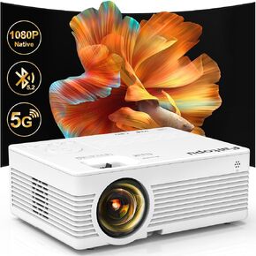 جهاز عرض مع واي فاي وبلوتوث 5.1، مطور 2023 9000 لوكس 1080P يدعم FHD HD، جهاز عرض صغير محمول للاستخدام الخارجي متوافق مع الهاتف الذكي HDMI USB AV AUX VGA in Kuwait