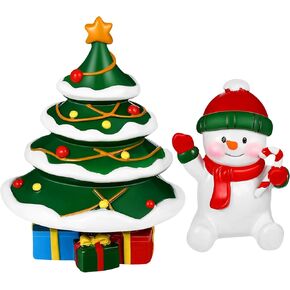 POPETPOP Aquarium Christmas Decorations- 2pcs Miniature Resin Christmas Tree Snowman, Fish Tank Decoration Christmas Mini Ornaments Christmas Figurines Landscaping Decor for Fish Tank in Saudi Arabia
