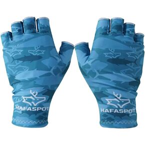 HAFASPOT - Fishing Gloves UPF 50+ UV Sun Protection Men Women Kayaking, Paddling Aqua in Kuwait