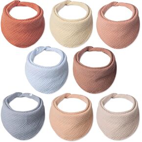 Lulu moon Baby Muslin Bibs - 100% Cotton for Teething Drooling Girls Boys, 8 Pack in Kuwait
