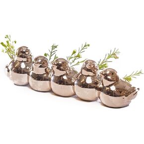 Chive - Sisken Unique Ceramic Bird Vase, Small Bud Vase for Short Flowers, Decorative Floral Vase for Home Décor, Flower Arranging, Low Laying Vase for Tabletop, 5 Interconnected Birds (Rose Gold)