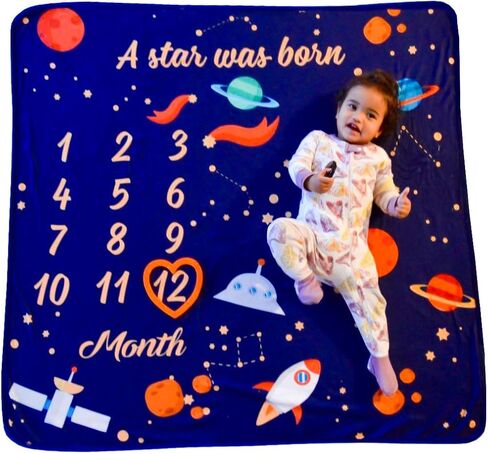 بطانية للأطفال الرضع من NOOL BABY Products مزودة بإطار على شكل قلب، شريط أبيض، بطاقة هدية إضافية | صورة لحديثي الولادة مع متعقب نمو | لطيف، كبير (47؟ x 47 ؟ )، ناعم، محايد للجنسين، للفتيان والبنات in Saudi Arabia