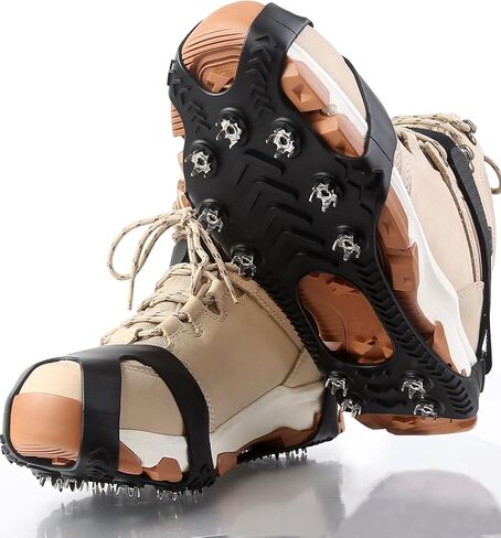 مقابض ثلج من سيستايل للأحذية والأحذية طويلة الرقبة، مرابط ثلج مضادة للانزلاق يتم تثبيتها على الأحذية، مشابك قابلة للحمل للمشي لمسافات طويلة والتسلق ومرابط جر المشي للثلج والثلج والصخور، مقاس XX-Large in Kuwait