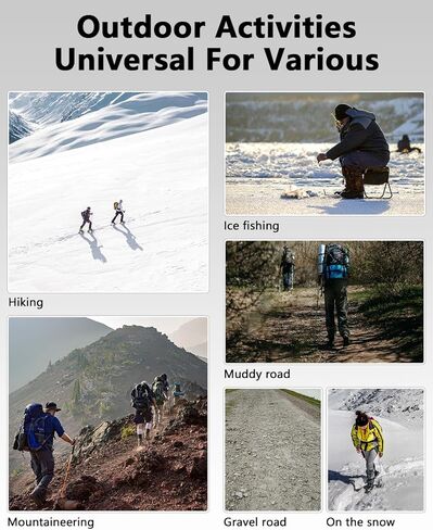 مقابض ثلج من سيستايل للأحذية والأحذية طويلة الرقبة، مرابط ثلج مضادة للانزلاق يتم تثبيتها على الأحذية، مشابك قابلة للحمل للمشي لمسافات طويلة والتسلق ومرابط جر المشي للثلج والثلج والصخور، مقاس XX-Large in Kuwait