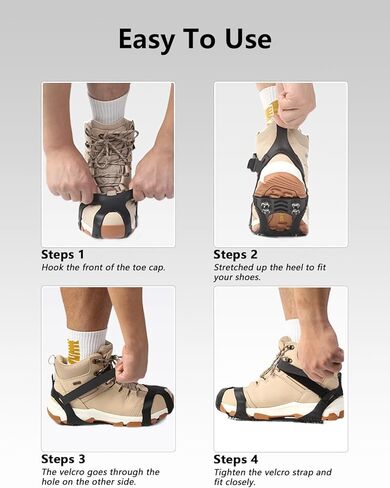 مقابض ثلج من سيستايل للأحذية والأحذية طويلة الرقبة، مرابط ثلج مضادة للانزلاق يتم تثبيتها على الأحذية، مشابك قابلة للحمل للمشي لمسافات طويلة والتسلق ومرابط جر المشي للثلج والثلج والصخور، مقاس XX-Large in Kuwait