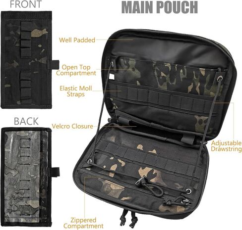 MFBJXC حقيبة إدارية تكتيكية ذات سعة كبيرة بتصميم طبقة مزدوجة، أكياس أدوات EDC EMT مرفقة مع حقيبة أدوات معيارية بأكمام الخريطة in Kuwait