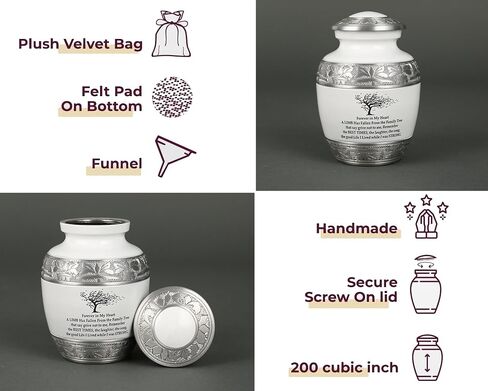 Cremation Urns for Human Ashes - Decorative Urns, Urns for Human Ashes Female & Male, Urns for Ashes Adult Female, Funeral Urns - White, Medium in Saudi Arabia